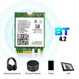 AC8265 WiFi Card+6DB Antenna Network Adapter Nano Dual Band BT4.2 Module