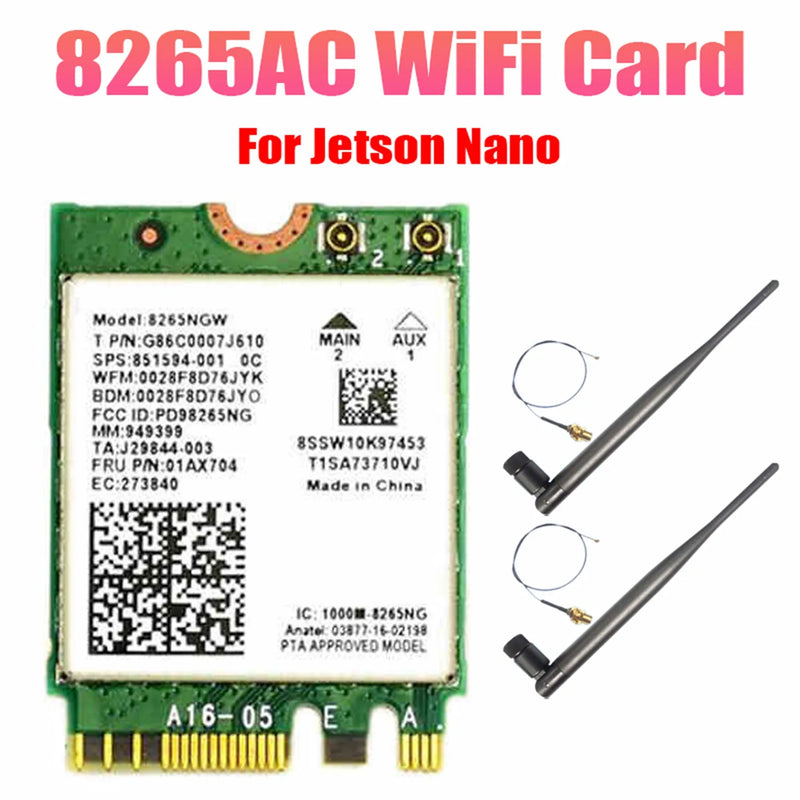 AC8265 WiFi Card+6DB Antenna Network Adapter Nano Dual Band BT4.2 Module