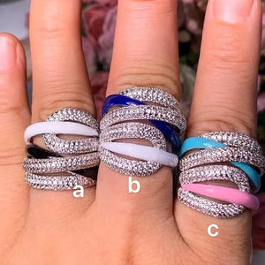 Clouds Life Tree CZ Stacks Rings Beads Charm Ring Bohemian Beach Jewelry
