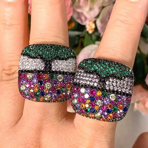 Colorful CZ Stacks Rings for Women Finger Rings Beads Charm Ring