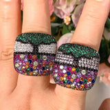 Colorful CZ Stacks Rings for Women Finger Rings Beads Charm Ring
