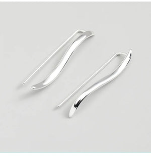 Sterling Silver Wave Ear Climber Earrings Crawler Earring