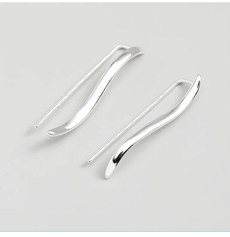 Sterling Silver Wave Ear Climber Earrings Crawler Earring