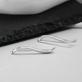 Sterling Silver Wave Ear Climber Earrings Crawler Earring