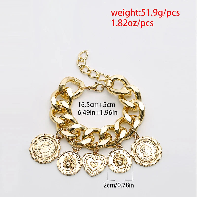 European Style Punk Chain Coin Vintage Bracelet