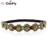 CAFNFLY Rhinestone Headband Beads Head Jewelry for Women