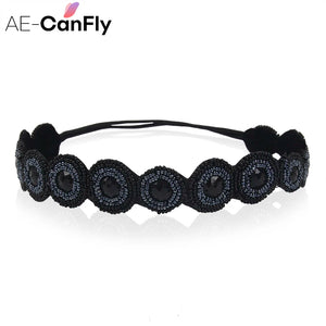 CAFNFLY Rhinestone Headband Beads Head Jewelry for Women
