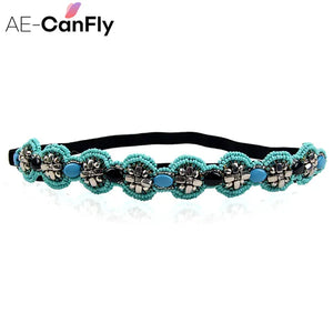 CAFNFLY Rhinestone Headband Beads Head Jewelry for Women