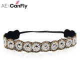 CAFNFLY Rhinestone Headband Beads Head Jewelry for Women