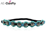 CAFNFLY Rhinestone Headband Beads Head Jewelry for Women