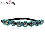 CAFNFLY Rhinestone Headband Beads Head Jewelry for Women