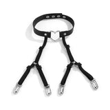 Gothic PU Leather Cross Harness Chest Bra Chain for Women