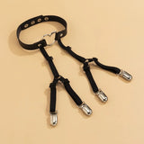 Gothic PU Leather Cross Harness Chest Bra Chain for Women