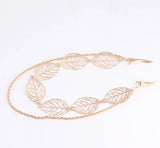 Golden Leaf Head Chain Tassel Headpiece Women Hair Accessories