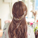 Golden Leaf Head Chain Tassel Headpiece Women Hair Accessories