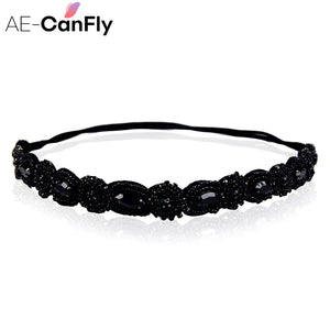 Vintage Crystal Beads Elastic Headband Hair Accessory