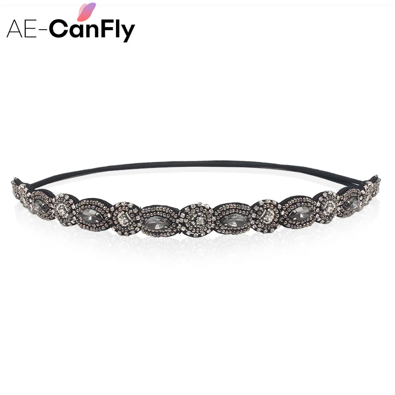 Vintage Crystal Beads Elastic Headband Hair Accessory