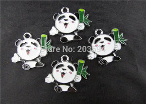 20pcs Enamel Panda Charms Mixed Pendants Pet for Necklace Key ring 28x26mm