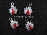 20Pcs Ladybug Pendant Enamel Alloy Metal 21x16mm