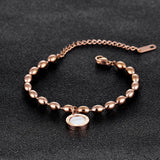 AENIN Roman Numerals Stainless Steel Bracelet with Beads Charm