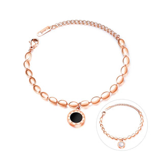 AENIN Roman Numerals Stainless Steel Bracelet with Beads Charm