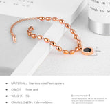 AENIN Roman Numerals Stainless Steel Bracelet with Beads Charm