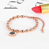 AENIN Roman Numerals Stainless Steel Bracelet with Beads Charm
