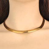 Stainless Steel Cuban Chain Choker Necklace 18K Plated Jewelry