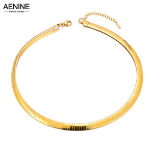 Stainless Steel Cuban Chain Choker Necklace 18K Plated Jewelry