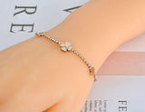 Stainless Steel Rhinestone Flower Charm Bracelet