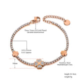 Stainless Steel Rhinestone Flower Charm Bracelet
