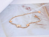 Stainless Steel Rhinestone Flower Charm Bracelet