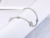 Stainless Steel Rhinestone Flower Charm Bracelet