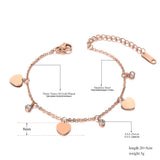Rose Stainless Steel Heart Anklet Foot Chain for Women Girls
