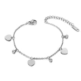 Rose Stainless Steel Heart Anklet Foot Chain for Women Girls