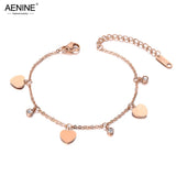 Rose Stainless Steel Heart Anklet Foot Chain for Women Girls