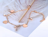 Rose Stainless Steel Heart Anklet Foot Chain for Women Girls