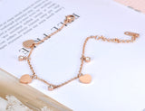 Rose Stainless Steel Heart Anklet Foot Chain for Women Girls