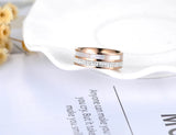 Classic Rose Rhinestone Shell Wedding Rings Stainless Steel Engagement Ring