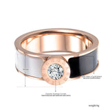 Stainless Steel CZ Crystal Shell Roman Alphabet Ring
