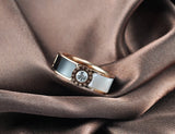 Stainless Steel CZ Crystal Shell Roman Alphabet Ring