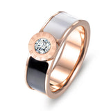 Stainless Steel CZ Crystal Shell Roman Alphabet Ring