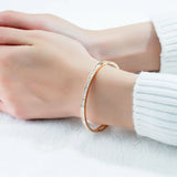 Titanium Steel Rose Bracelet with Cubic Zirconia for Women