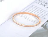 Titanium Steel Rose Bracelet with Cubic Zirconia for Women