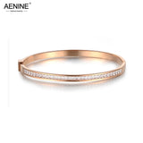 Titanium Steel Rose Bracelet with Cubic Zirconia for Women