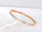 Titanium Steel Rose Bracelet with Cubic Zirconia for Women
