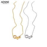 Crystal Circle Choker Necklace 18K PVD Plated Stainless Steel Pendant