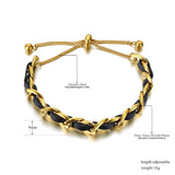Stainless Steel Leather Adjustable Bracelet for Women Girl AB21063