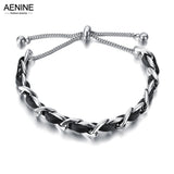 Stainless Steel Leather Adjustable Bracelet for Women Girl AB21063