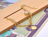 Stainless Steel Love You Tag & CZ Crystal Charm Bracelets